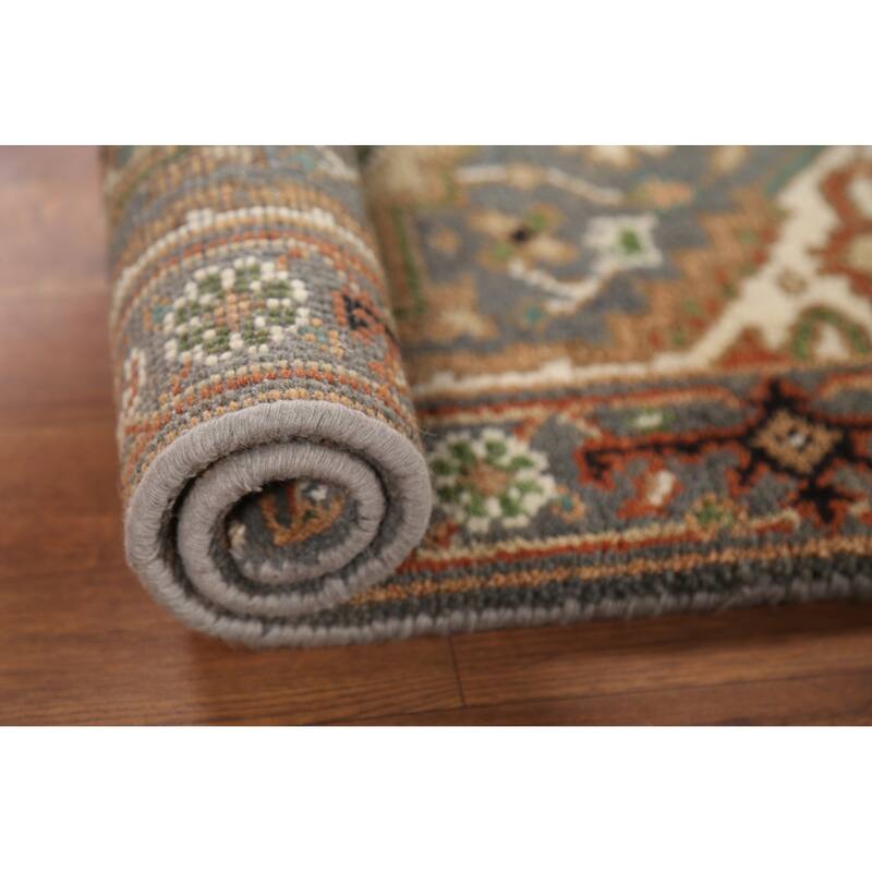 Grey Heriz-Serapi Indian Accent Rug Hand-Knotted Wool Carpet - 2'0"x 3'0"