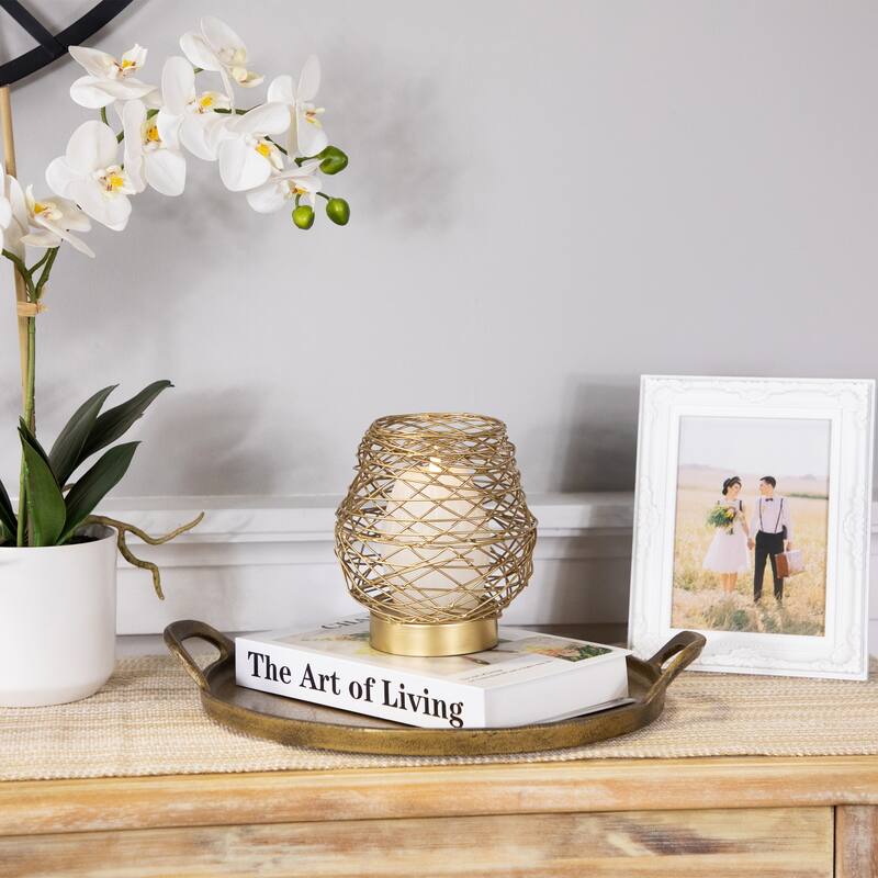 Small Woven Iron Votive Candle Holder - 6.25" - Brass Finish
