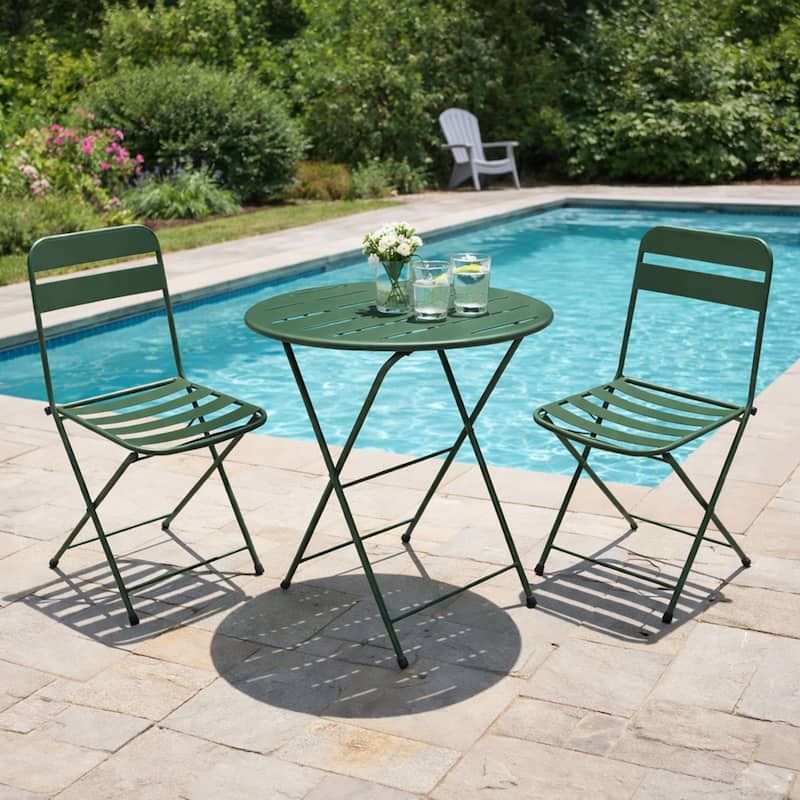 28-in H 3-Piece Metal Folding Bistro Set , Green