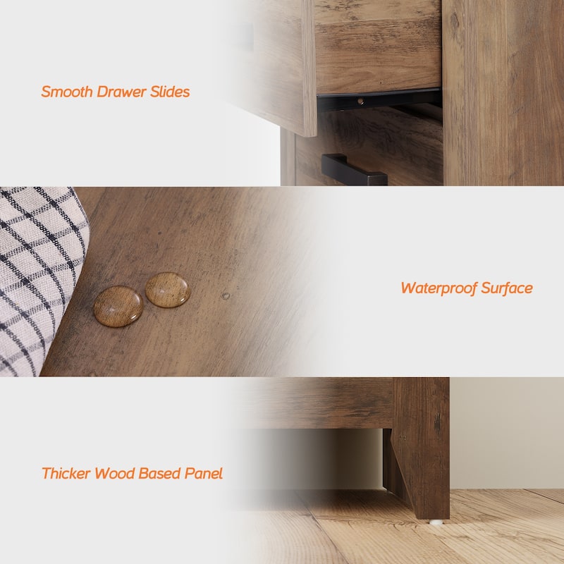 WAMPAT 106'' Rustic TV Stand Dresser - Farmhouse Entertainment Center with 12 Storage Drawers