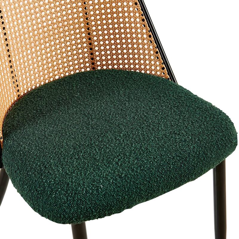Dining Chairs Set of 2,Boucle Chairs with Natural Cane Back