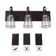 Farmhouse 3-Light Bronze Bathroom Vanity Lights Metal Cage Wall Sconces with Seeded Glass - 22" L x 6" W x 10" H