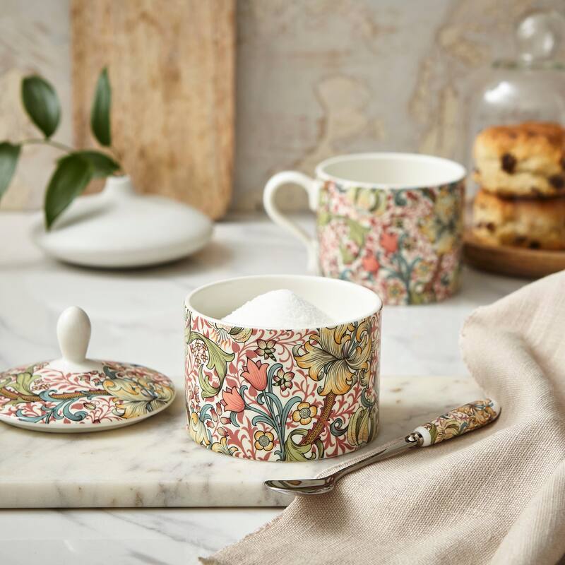 Spode Morris and Co Sugar Bowl with Lid - 10 oz