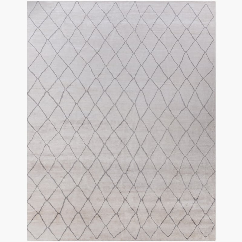 Ben Soleimani Arlequin New Zealand Wool and Viscose Hand-Knotted Rug - 6' x 9' - Cream/ Charcoal