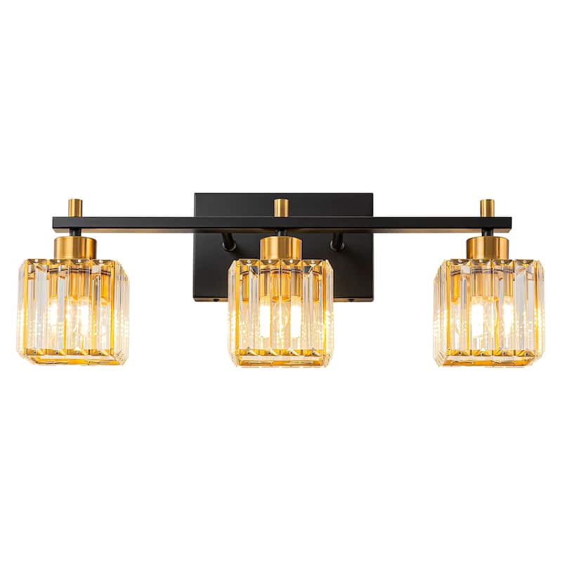Modern Dimmable Glam Crystal Black Gold Bathroom Vanity Lights