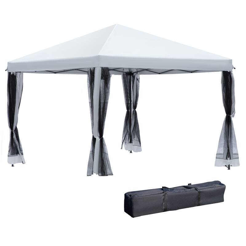 10' x 10' Pop Up Canopy Tent with Netting, Instant Gazebo, Ez up Screen House Room with Carry Bag - 16 Years and Up