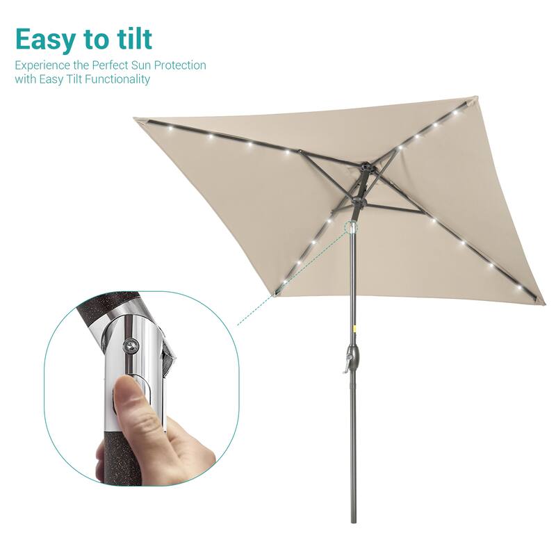 BONOSUKI 6.5x6.5Ft LED Patio Market Umbrella Weather-Resistant Frame