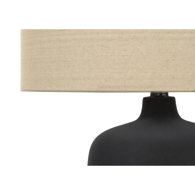 24"h Table Lamp, Black Ceramic, Beige Shade, Contemporary