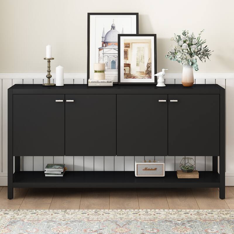 Living Room Storage Entryway Console Table with 4 Door and Open Shelf