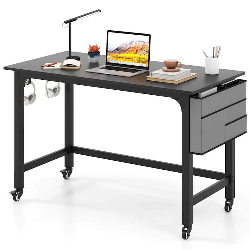 1/2/4PCS Conference Table Rolling Seminar Table Meeting Study Desk - 1PCS - Black