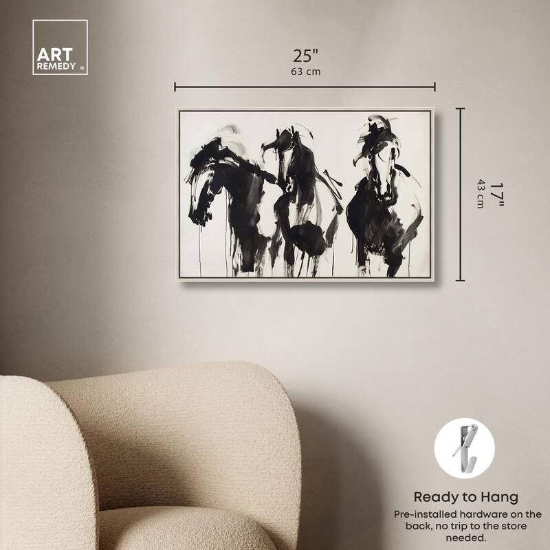 Horses in Ink Canvas by Art Remedy