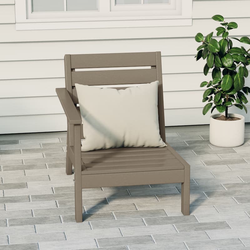 Polytrends Birchwood All Weather HDPE Outdoor Patio Deep Seating Left Arm Facing Chair - Weathered Wood