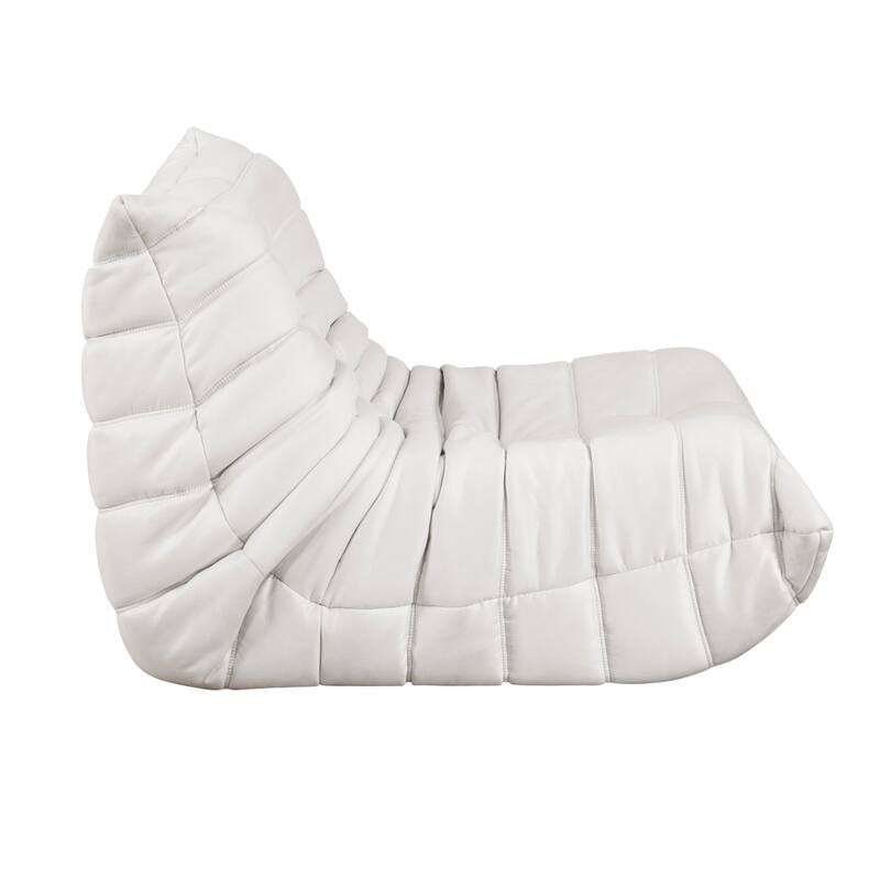 Revena Accent Floor Chair, Pleated Beige Microfiber Fabric, Curved