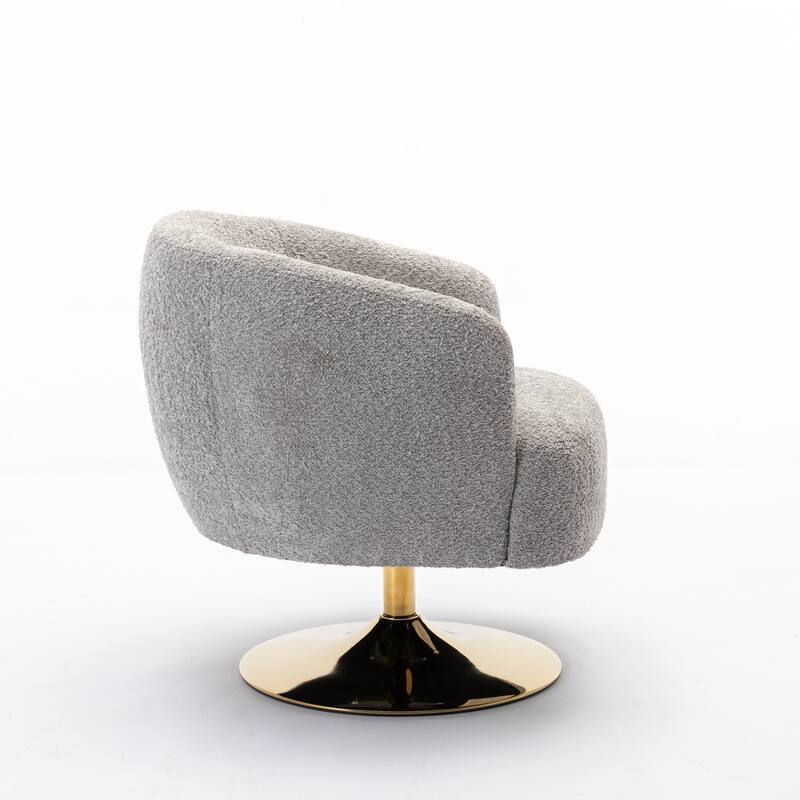 Accent Swivel Chair With Gold Metal Round Base
