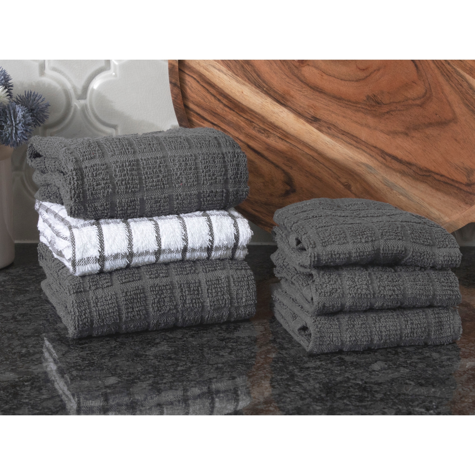 Ritz 6-Pack Terry Kitchen Towel and Dish Cloth Set ,Putty