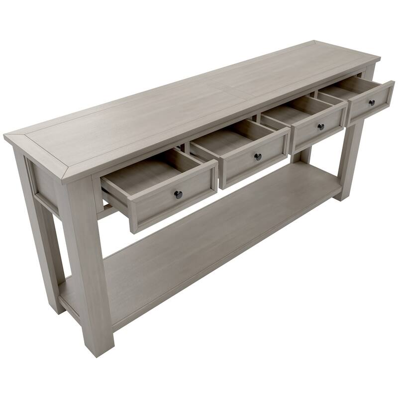 Merax Rustic Console Table with Storage Drawers and Bottom Shelf