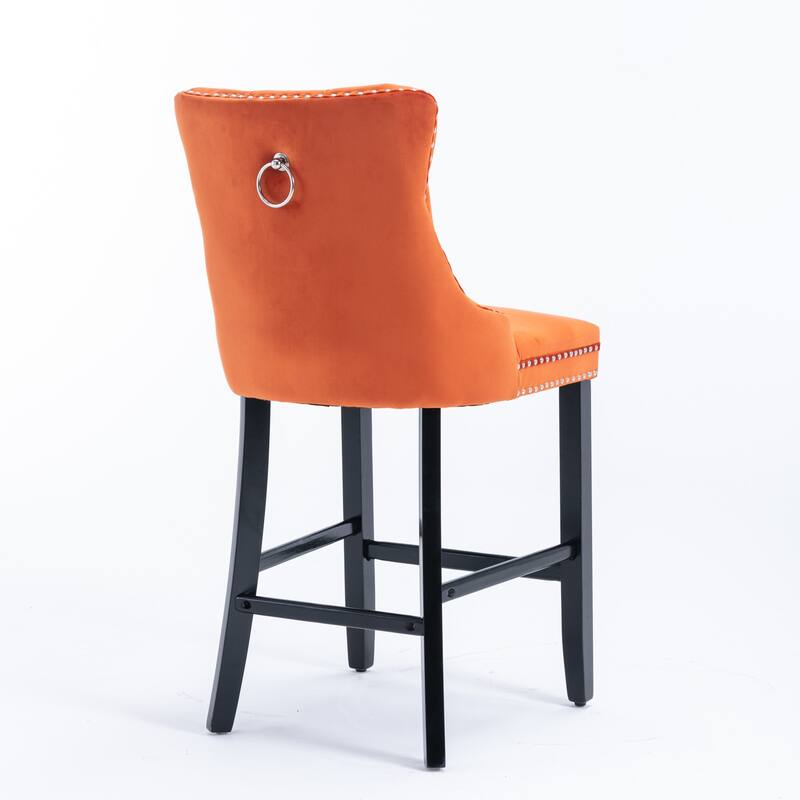 Barstools Set of 2, Tufted Upholstered Counter Height Stools Dining Chairs