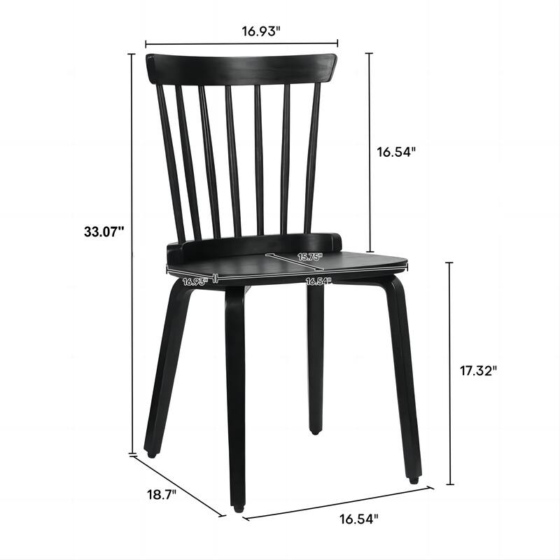 Dining Chairs Set of 2, Farmhouse Wooden Spindle Back Kitchen Chairs Solid Wood Slat Back Windsor Chair (Set of 2)