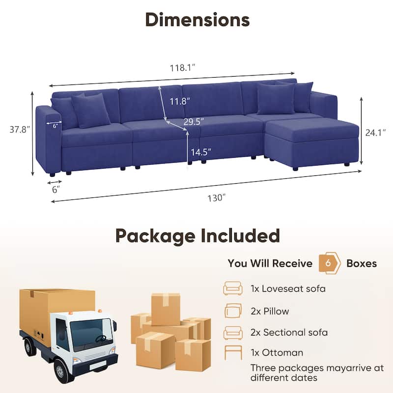 Pocassy Cloud Sectional Couch Upholstered Velvet Couches