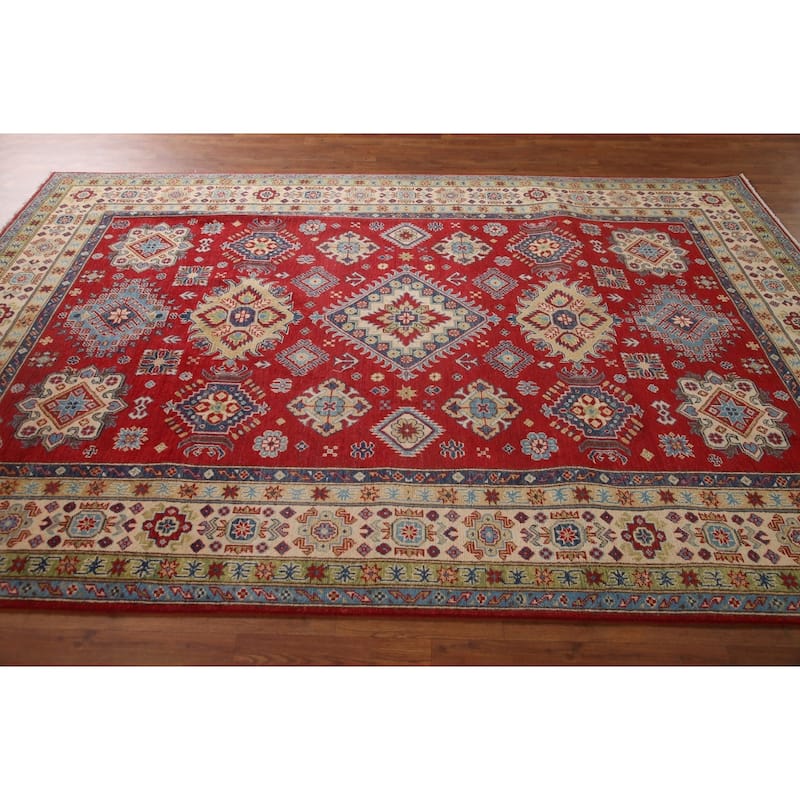 Red Kazak Oriental Area Rug Handmade Wool Carpet - 6'8" x 9'10"