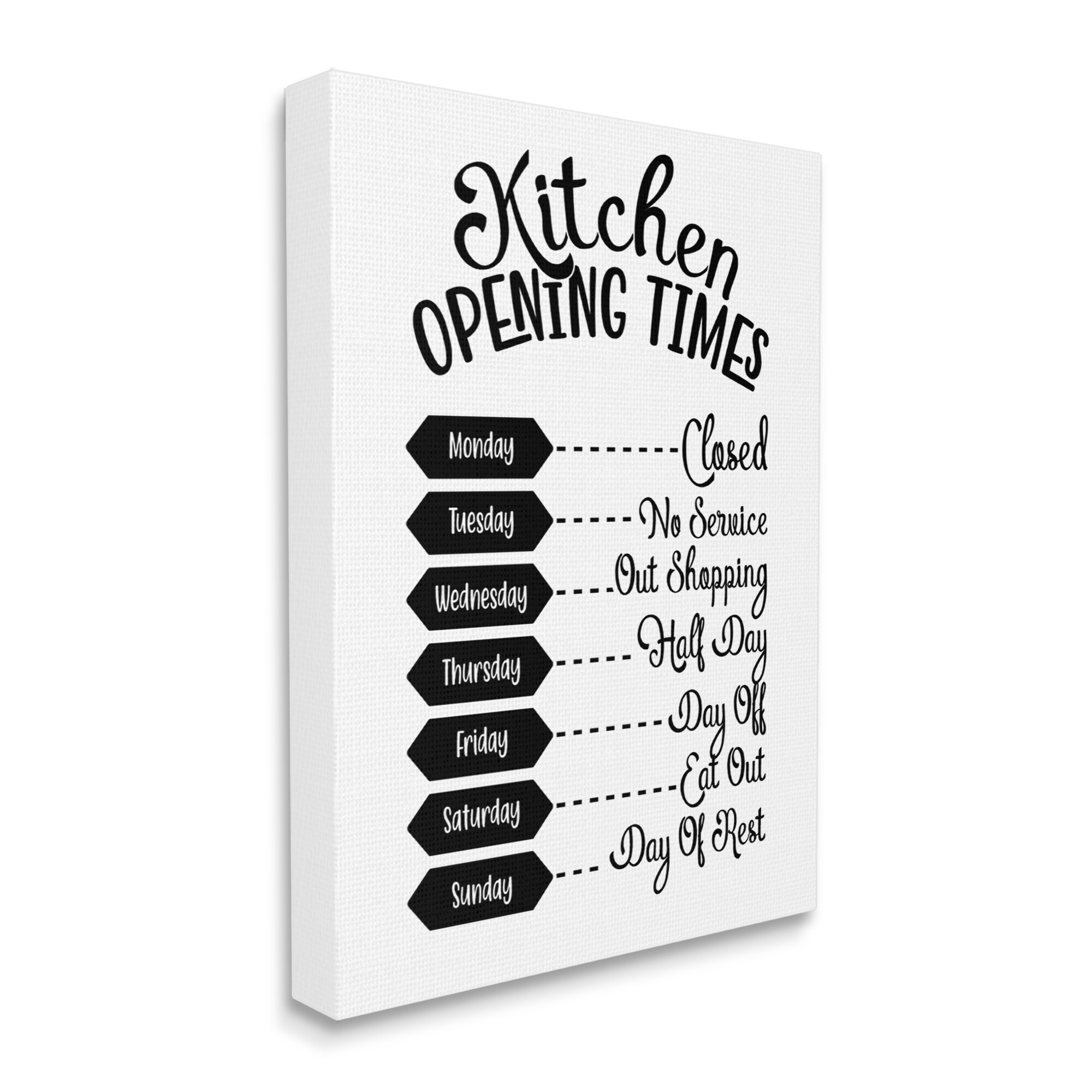 Stupell Kitchen Opening Times Humorous Antique Text Style Canvas Wall Art,-image