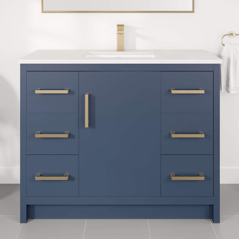 Eviva Curio Bath Vanity with WH Carrara Quartz Top and Undermount Sink