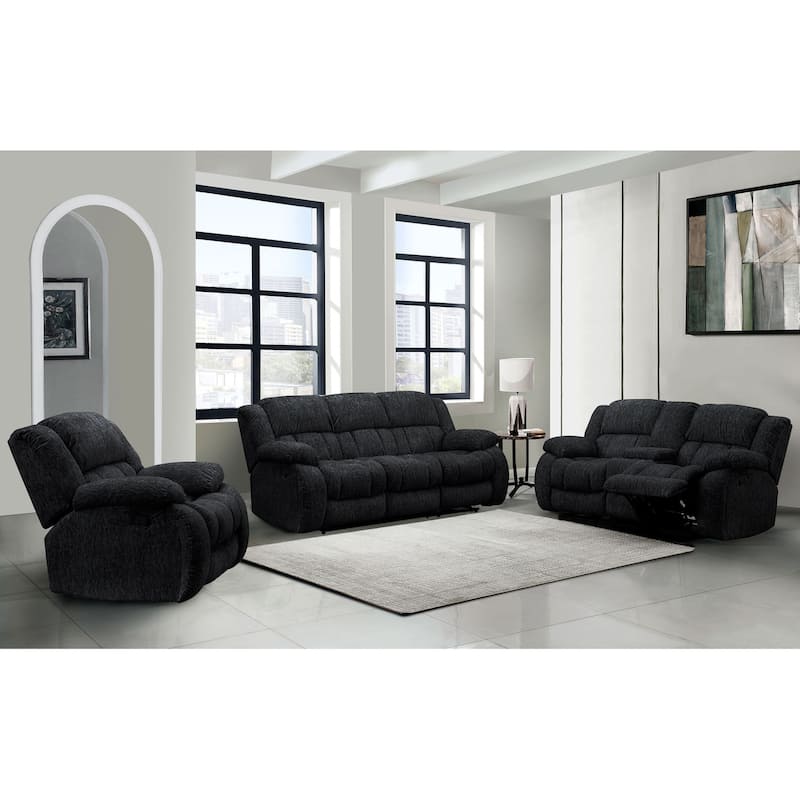 77" Black Manual Reclining Loveseat With Storage