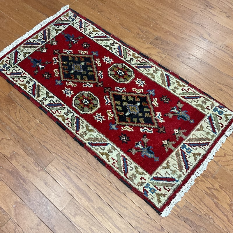 HERAT ORIENTAL Handmade Kazak Wool Rug - 2'2" x 4'