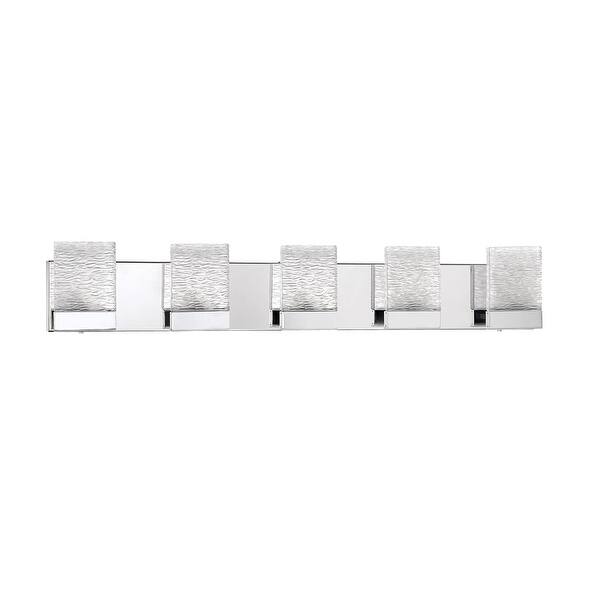 slide 1 of 2, Astron 5-Light-LED Chrome Vanity Light with Glass Shade