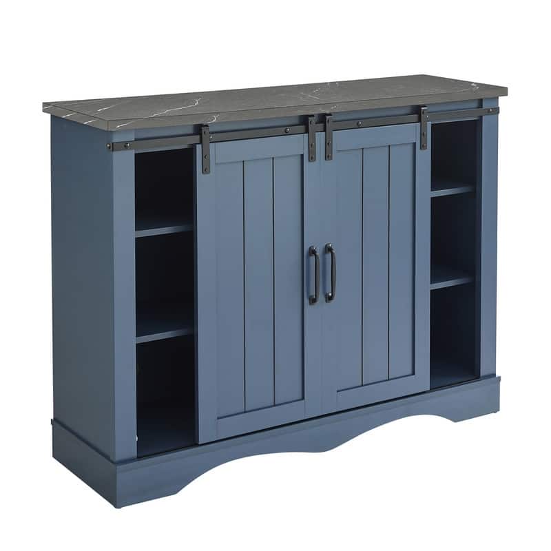 Rustic 47-inch Bar Cabinet with Sliding Barn Door