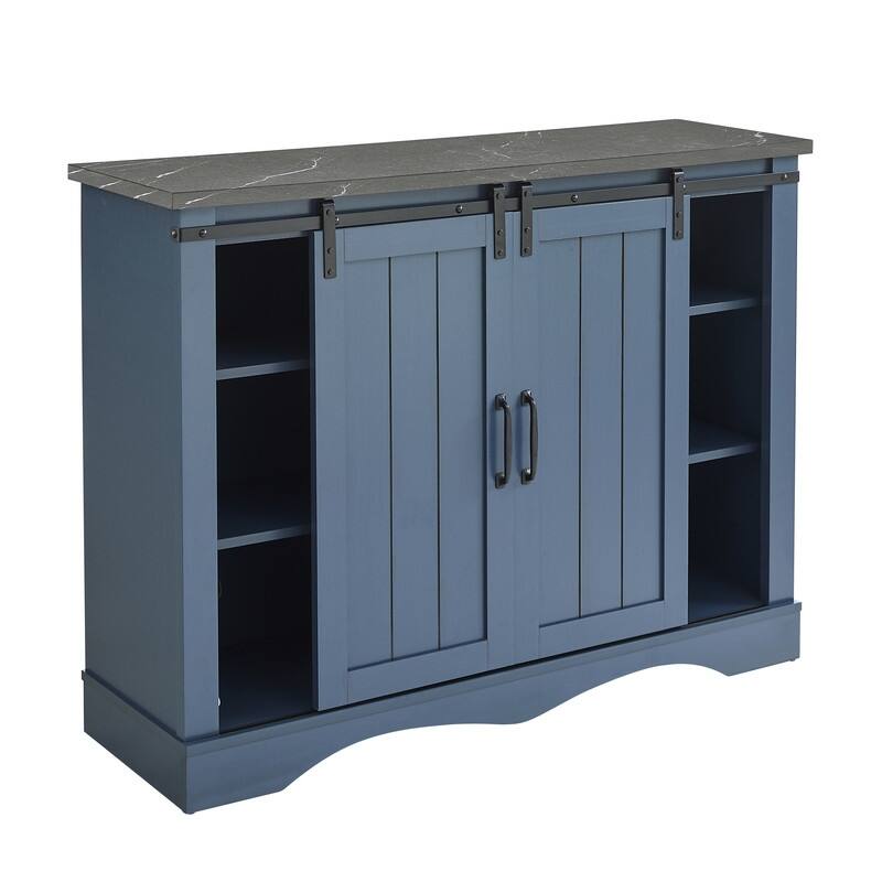 Rustic 47-inch Bar Cabinet with Sliding Barn Door