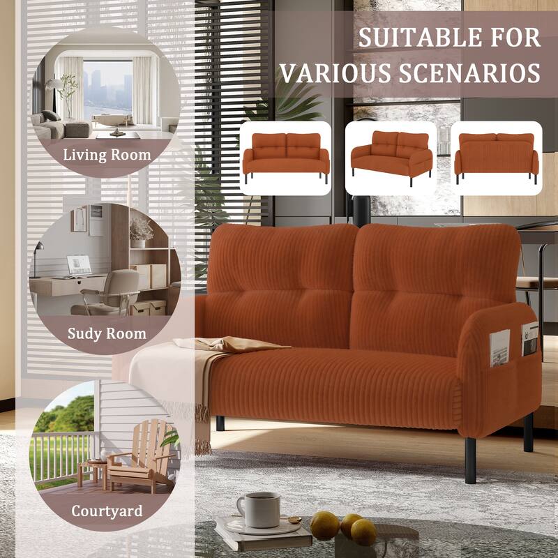 Anmytek Cozy Corduroy Monochrome Double Sofa - Versatile for Living Rooms & Bedrooms