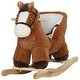 preview thumbnail 10 of 8, Baby Rocking Horse, Plush Animal Rocker with Sound, Wooden Base, & Safety Belt for Ages 18-36 Months, Brown
