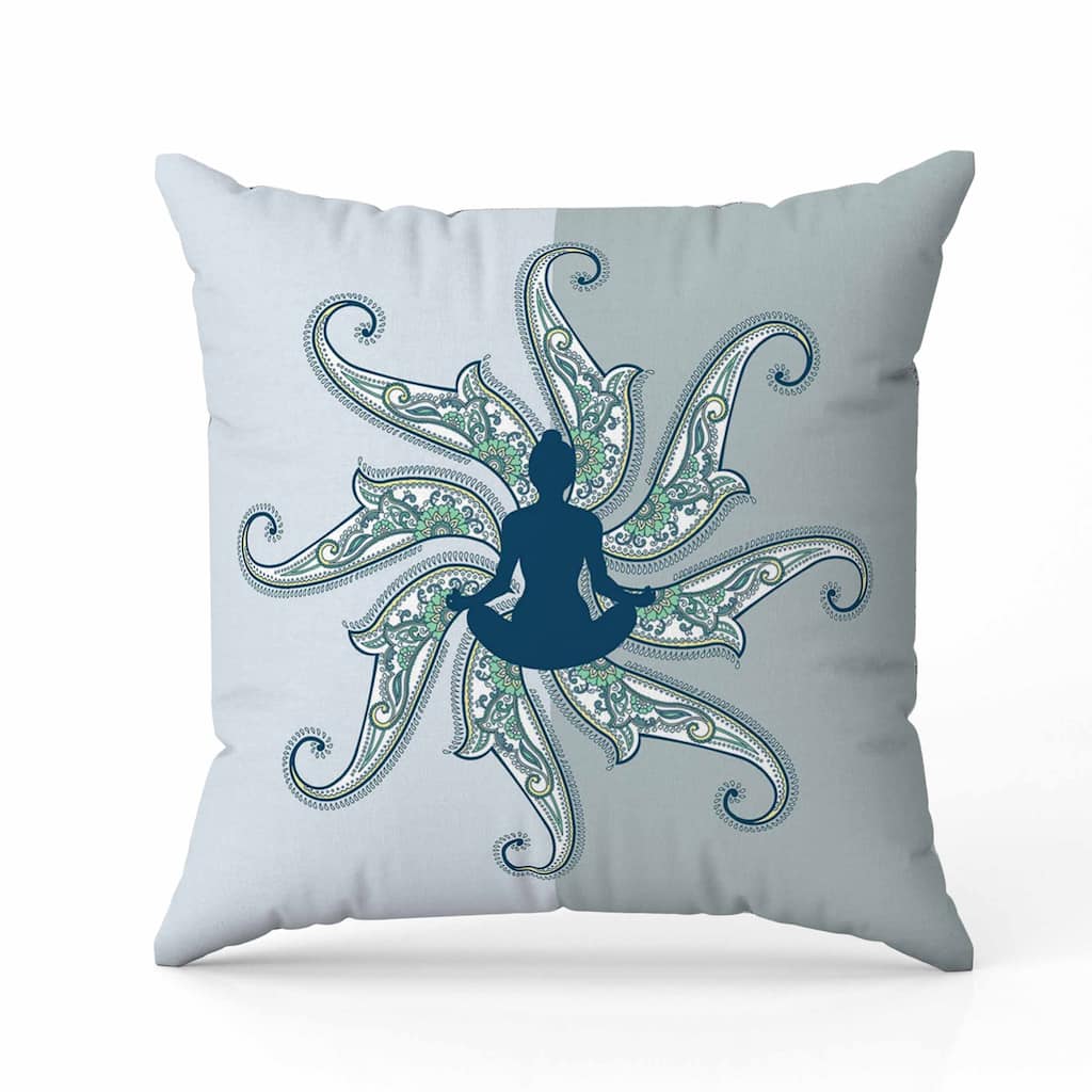 Mystic Silence Indoor/Outdoor Reversible Throw Pillow Blue and Opal