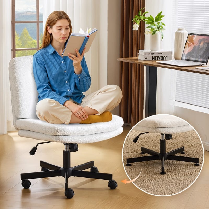 Tufted Teddy Fleece Swivel Chair With Reclining And Foot Studs
