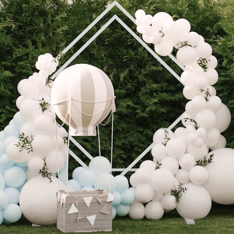White Geometric Metal Wedding Backdrop Arch Sturdy Stand