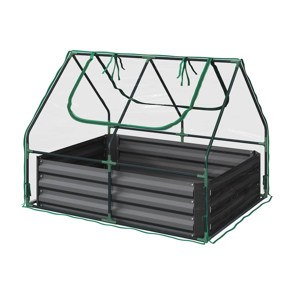 Raised Garden Bed with Removable Green House - 4ft x 3ft by Home-Complete