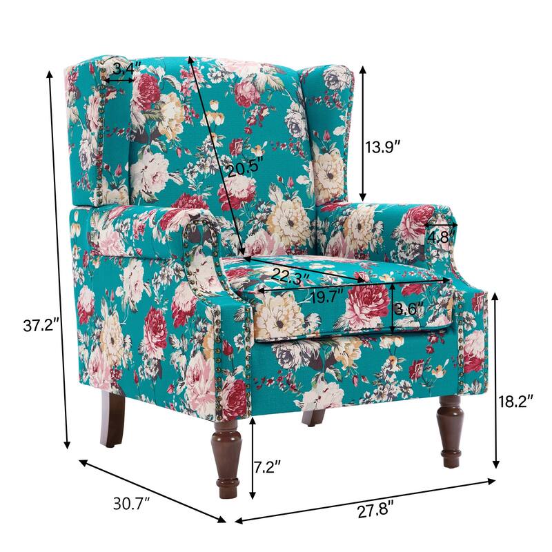 Upholstered Nailhead Trim Armchair Wingback Accent Chairs Set of 2