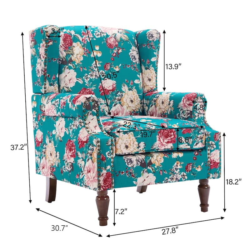 Wingback Accent Chair Nailhead Trim Living Room Reading Chair