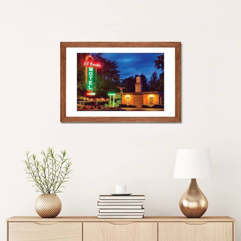 iCanvas "Neon Lights Of A Roadside Motel, El Bonita, St Helena, Napa Valley, California" by George Oze PFA