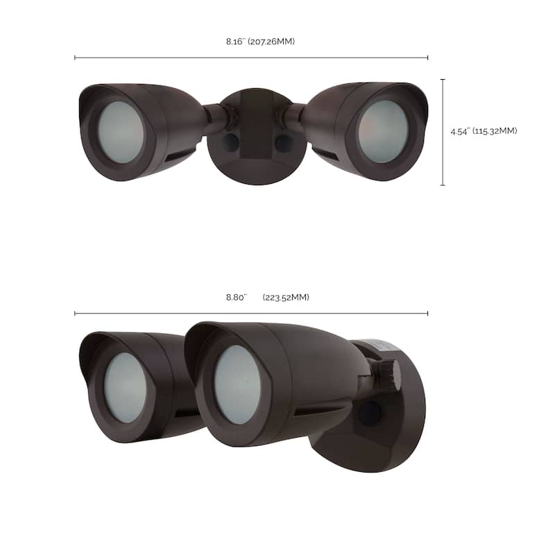 LED Security Light Dual Head Bronze Finish 3000K