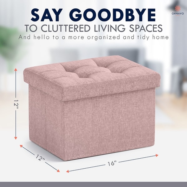 dimension image slide 3 of 11, 2 Pack Small Rectangle Foldable Storage Ottoman