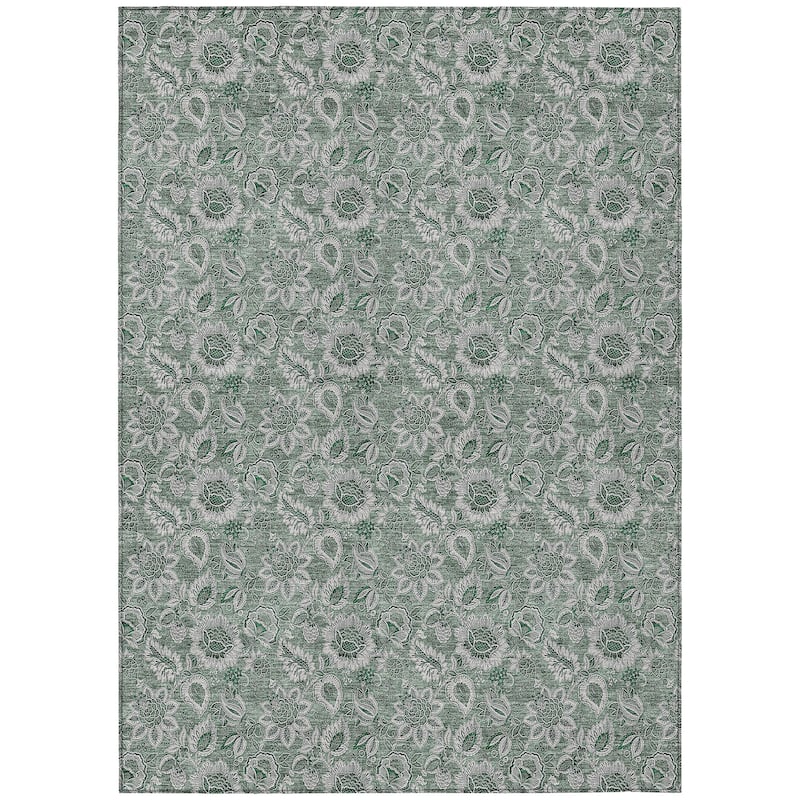 Machine Washable Indoor/ Outdoor Chantille Floral Rug