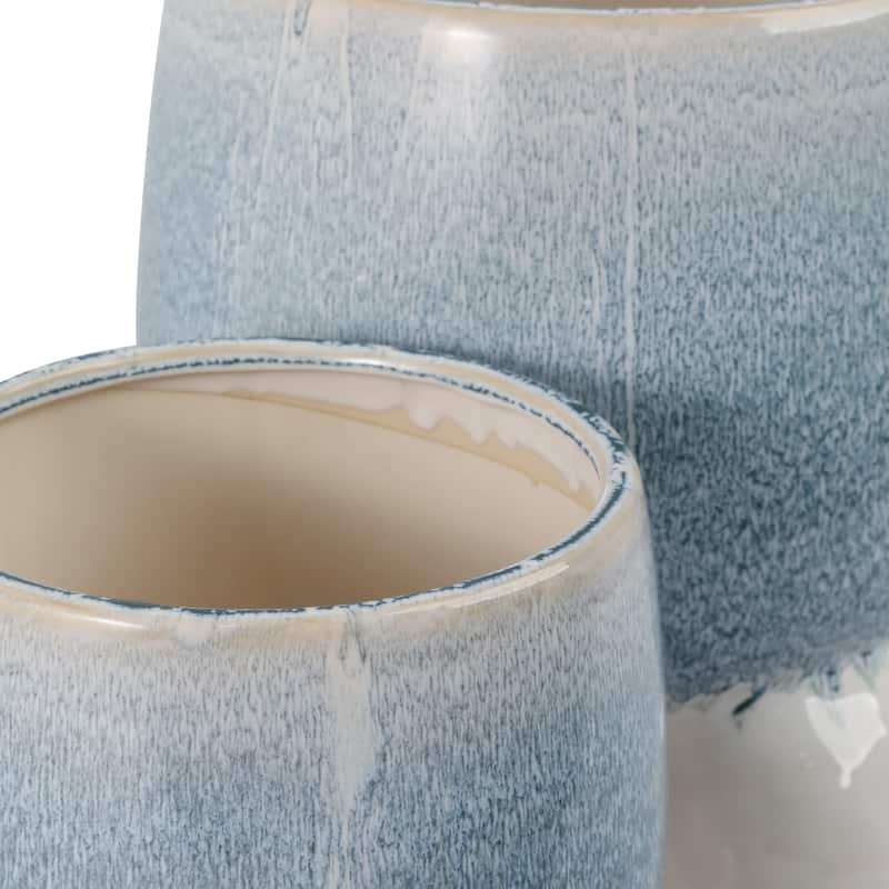 Stoneware Planters Sculptural Tripod Base Modern Containers (Set of 2) - 11" x 11" x 11"