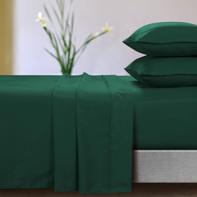 Super Soft Extra Deep Pocket Bed Sheet Set with Oversize Flat - Full - Emerald Green