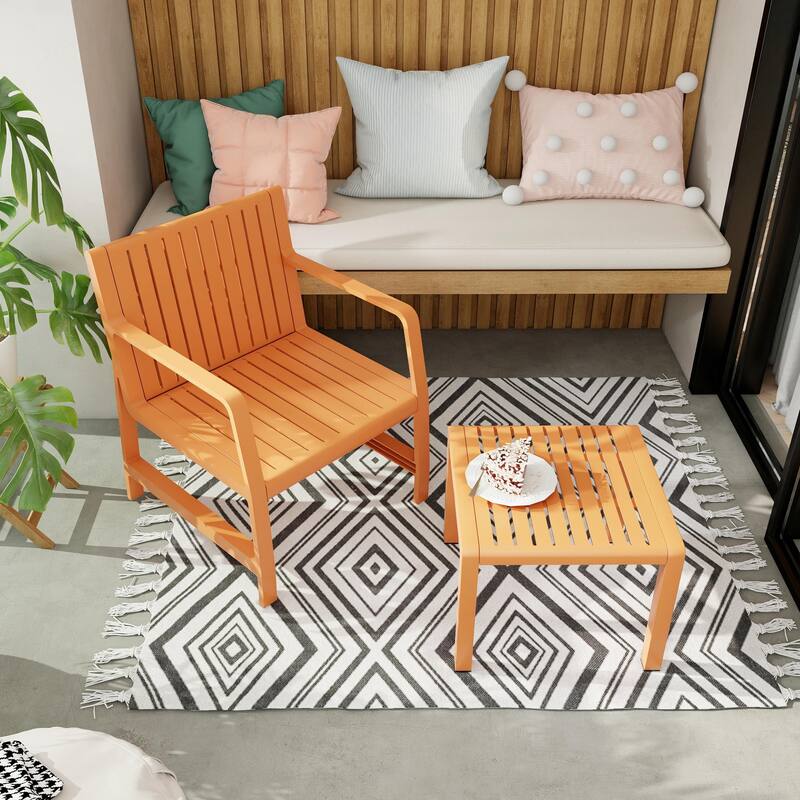 Space-Saving Patio Furniture Set with UV-Resistant Fabric - Brown - 1 Chair + 1 Table