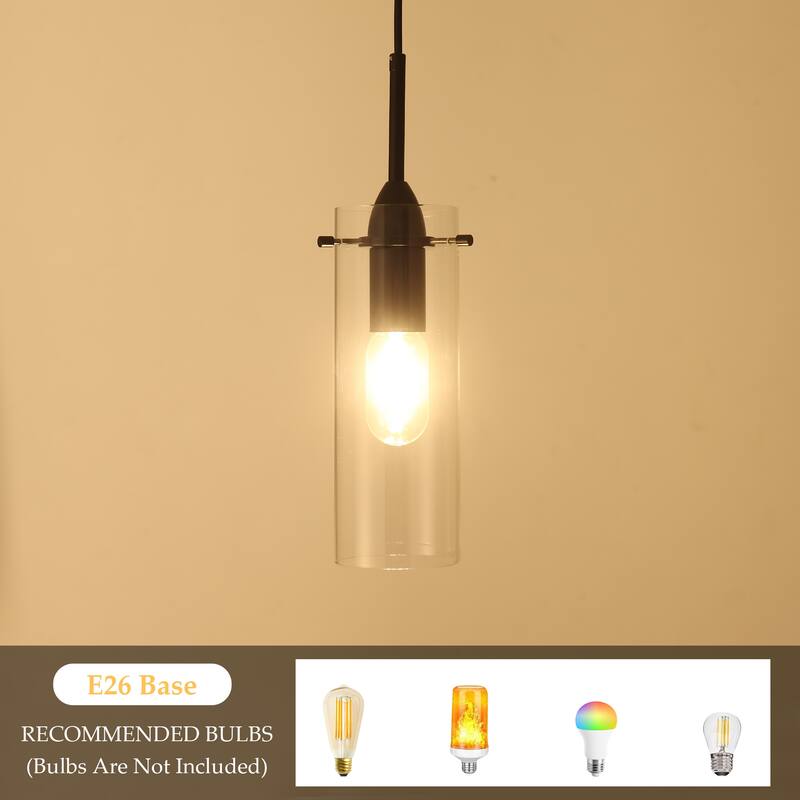 1-light Glass Pendant Light with Adjustable Cord, Semi Flush Mount Chandelier for Dining Room Living Room Bedroom