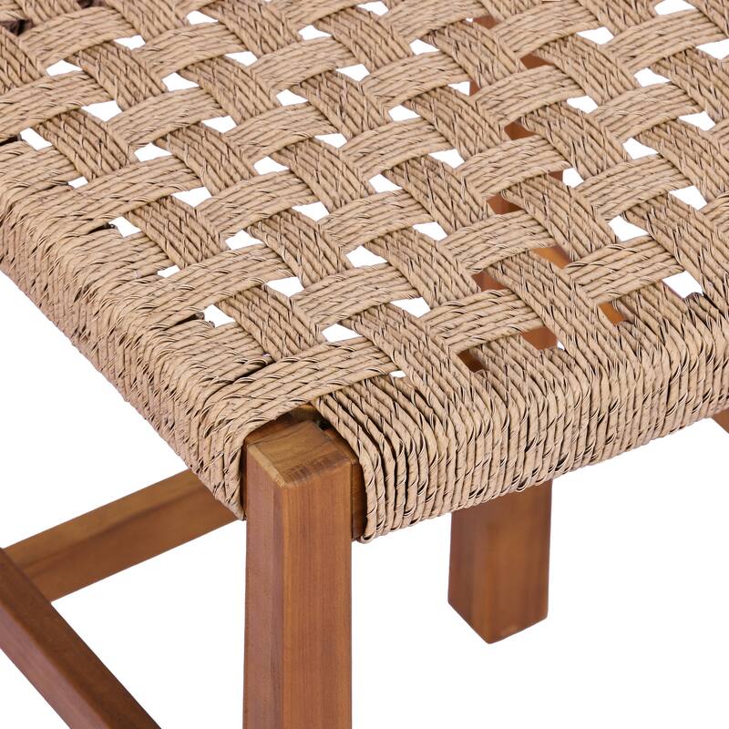 Christopher Knight Home - Modern Acacia Wood Outdoor Bar Stools with Teak Finish and Wicker Back Patio Chairs