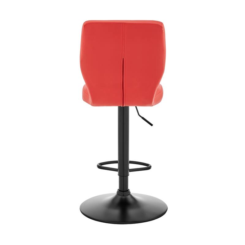 25" Red And Black Iron Swivel Adjustable Height Bar Chair - Red and Black