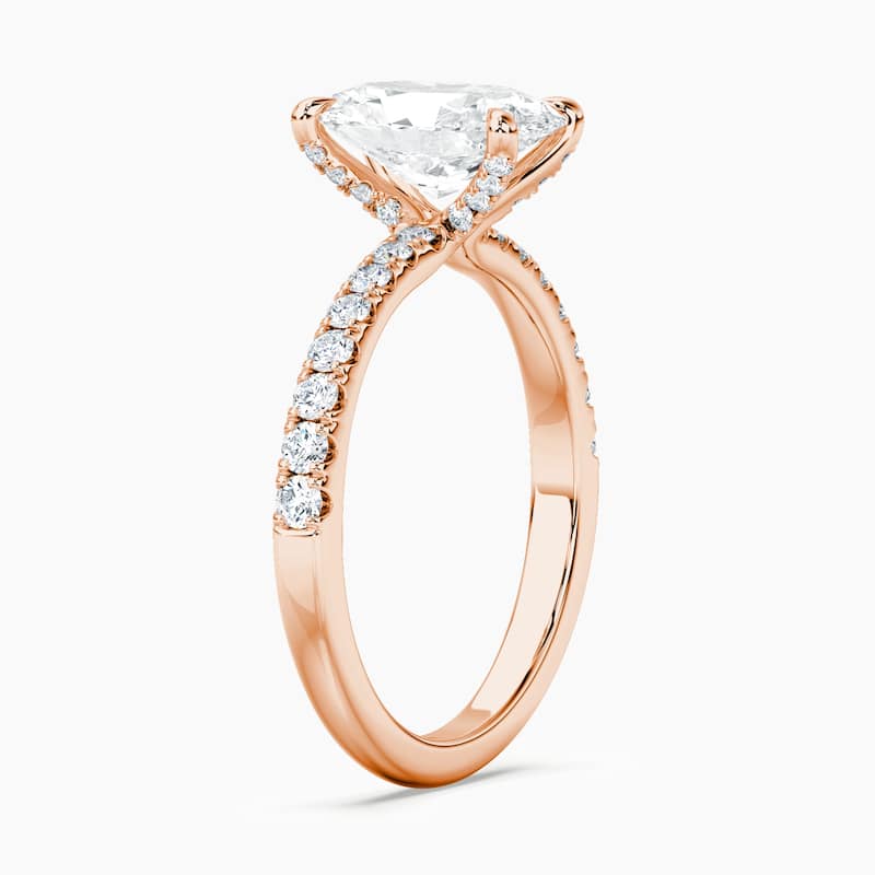 Auriya 14kt Rose Gold Lab Grown Oval Diamond Engagement Ring with Unique Diamond Prong (F-G, VS)
